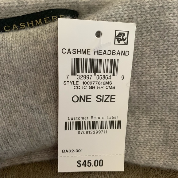 Charter Club Gray Cashmere Earwarmer Headband - Picture 3 of 5